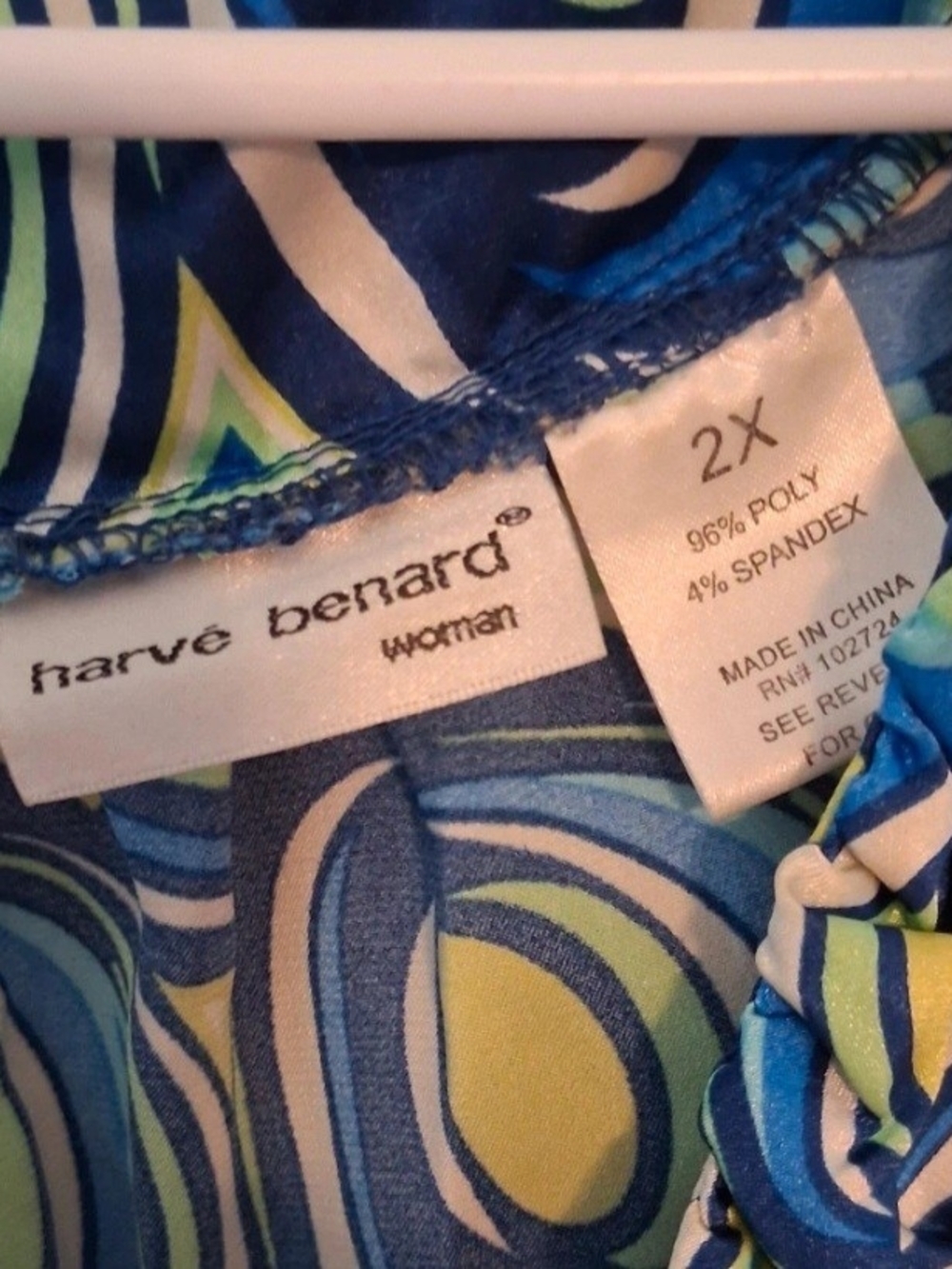 Harve Benard Blue, Yellow and Cream Geometric Peasant Blouse - Picture 2 of 2